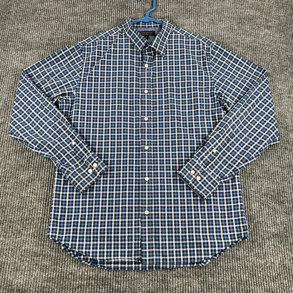 Banana Republic Shirt Mens Large Blue Plaid Long Sleeve Button Up Casual Work